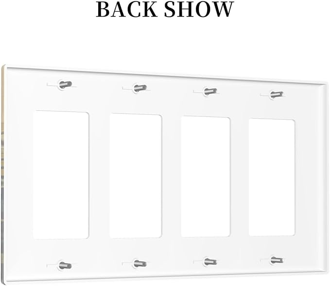 Abstract Minimalist Floral Botanical Boho Flower 4 Gang Wall Plates Outlet Covers Quad Rocker Light Switch Cover Plate Decorative Switch Plates GFCI Electrical Faceplate 4.5 X 8 IN