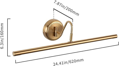 JOOSENLUX Picture Lights 24.4'' Inch Brass for Painting Display Wall Mount Brief Metal Artwork LED Wall Sconces Lamps14W(70W Eqv.),Warm White 3000K,Hardwire Swing Arm