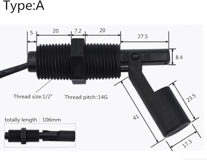 Walfront 2Pcs PP Water Level Sensor Water Level Sensor Control Horizontal Liquid Mount Switch for Measuring Level(A), Liquid