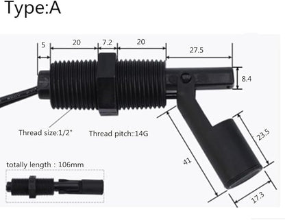 Walfront 2Pcs PP Water Level Sensor Water Level Sensor Control Horizontal Liquid Mount Switch for Measuring Level(A), Liquid