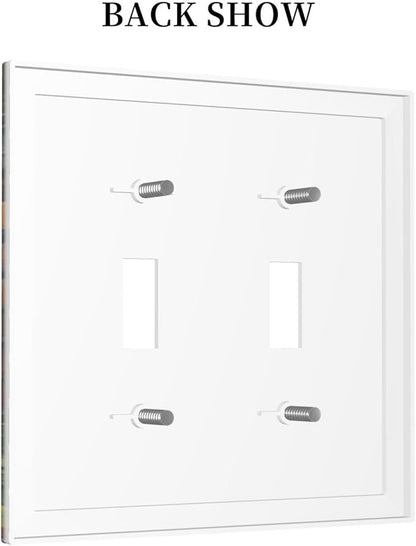 Library With A Lot Of Books Light Switch Covers Double Toggle 2 Gang Wall Plate Dual Decorative Switchplate Electrical Faceplate for Farmhouse Decor