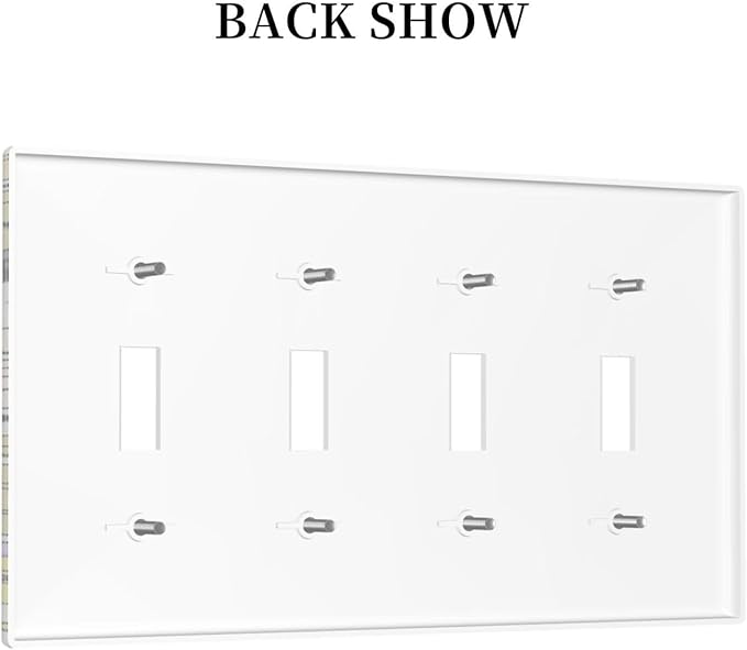 Decorative Light Switch Plate Covers Cute Black Cat in a Flower Patch Botanical Garden 4 Gang Artistic Wall Plate Unique Quad Toggle Light Switch Covers for Bedroom Home Decor