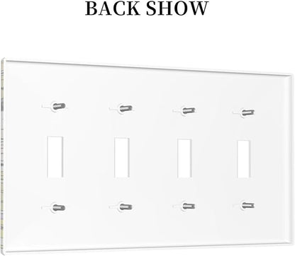 Decorative Light Switch Plate Covers Cute Black Cat in a Flower Patch Botanical Garden 4 Gang Artistic Wall Plate Unique Quad Toggle Light Switch Covers for Bedroom Home Decor