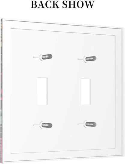 Decorative Switch Plate Covers Coloful Red Yellow Orange Magical Mushroom Forest 2 Gang Double Toggle Light Switch Cover Plate Electrical Wall Plate Outlet Cover for Bedroom Home Decor