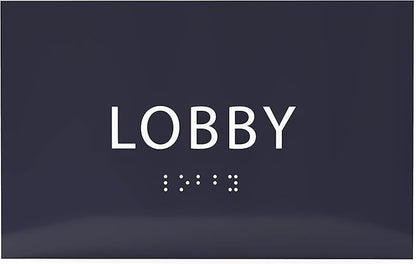 6" X4" Lobby Sign - Tactile Graphics Grade 2 Braille Text Reception Area Sign| Utility ADA Compliant Wall Mount Plastic Signs For Hospital, Offices, Businesses & Apartments