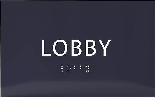 6" X4" Lobby Sign - Tactile Graphics Grade 2 Braille Text Reception Area Sign| Utility ADA Compliant Wall Mount Plastic Signs For Hospital, Offices, Businesses & Apartments