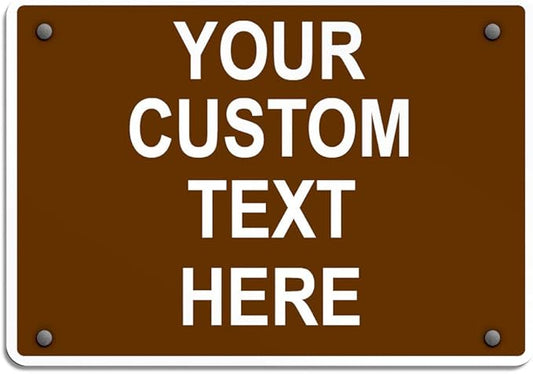 Aluminum Weatherproof Metal Sign Multiple Sizes Custom Personalized Text Here Brown White Recreational Horizontal Street Signs 24x18Inches
