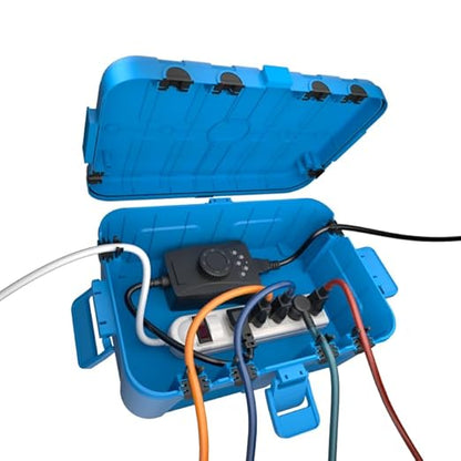 Flemoon Large Outdoor Electrical Box (12.5 x 8.5 x 5 inch), IP54 Waterproof Outdoor Extension Cord Cover Weatherproof, Protect Outlet, Plug, Socket, Timer, Power Strip, Holiday Light Decoration, Blue