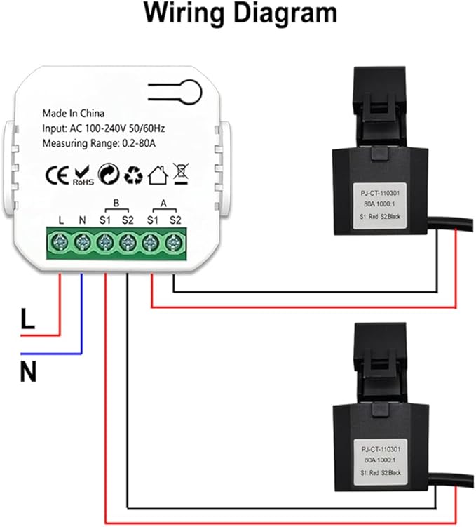 WiFi Intelligent Energy Meter Solar PV System Power Production Consumption Bidirectional Monitoring Meter Mobilephone APP Control Power Monitor with CT