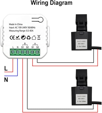 WiFi Intelligent Energy Meter Solar PV System Power Production Consumption Bidirectional Monitoring Meter Mobilephone APP Control Power Monitor with CT