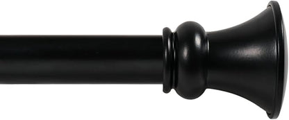 Deco Window Adjustable Curtain Rod for Windows 44 to 120 Inch (Pack of 1) Extendable Heavy Duty 1 Inch Iron Drapery Pole with Finials Wall Mounted French Door Curtain Rods (Black)