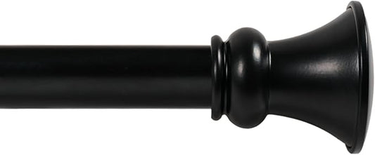 Deco Window Adjustable Curtain Rod for Windows 44 to 120 Inch (Pack of 1) Extendable Heavy Duty 1 Inch Iron Drapery Pole with Finials Wall Mounted French Door Curtain Rods (Black)