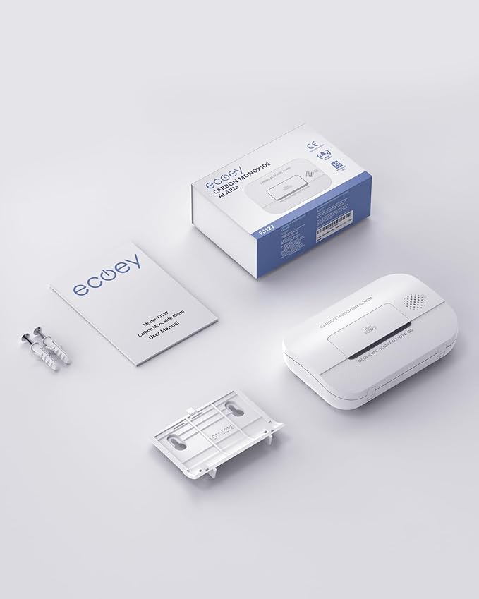 Ecoey Carbon Monoxide Detector, 10-Year CO Detector with Human Alarm Sounds and Test Button, Carbon Monoxide Alarm Replaceable Battery-Operated for House and Bedroom, FJ127, 1 Pack