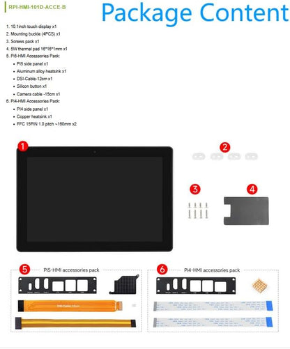 Industrial HMI All-in-one Touch Display for Raspberry Pi 5 4, 10.1inch Screen Monitor, Dual 4K HDMI Output, 10-Point Touch @XYGStudy (RPI-HMI-101D-ACCE-B)