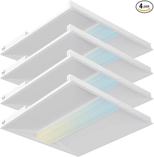 2x2 LED Troffer Light,20/W/25W/30W/35W/40W & 3000K/3500K/4000K/5000K Selectable,5200lm 0-10V Dimmable,ETL DLC Listed,100-277V,for Office & Warehouse 4 Pack