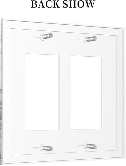 Decorative Outlet Covers White Marble Pattern Black Lines Pink Lines 2 Gang Double GFCI Rocker Electrical Wall Panels Light Switch Cover Plate for living Room Office Decor