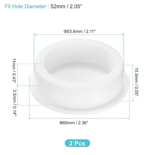 uxcell 2Pcs Silicone Hole Plug, Waterproof Round Rubber Stoppers Bottle Seal Plugs Tube Pipe End Caps for 52mm/2.05" Hole for Bathtub Bottle, White