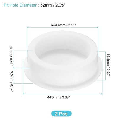 uxcell 2Pcs Silicone Hole Plug, Waterproof Round Rubber Stoppers Bottle Seal Plugs Tube Pipe End Caps for 52mm/2.05" Hole for Bathtub Bottle, White