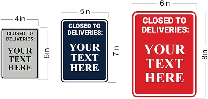 Portrait Round Closed To Deliveries: Custom Wall or Door Sign Easy Installation | Business and Office Decor | Customized Text