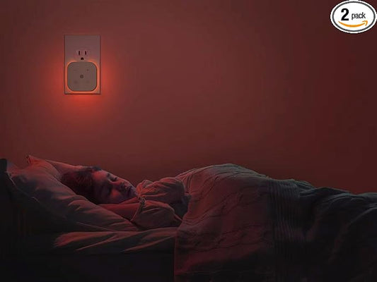 2 Pack 630nm Dim Red Sleep Light Plug in Night Light, Baby Nursery, Kids Adult Sleep Light, Blue Purple Red Three Colors Night Light, Dimmable, Bedroom, Bathroom, Hallway, Kitchen