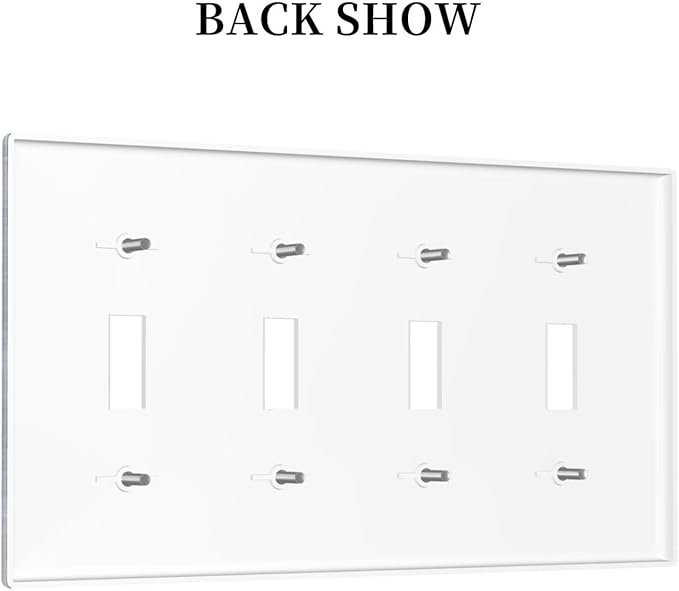 Decorative Light Switch Cover Plate Rustic Blue White Daisy Ink Flower 4 Gang Wall Plates for Electrical Outlets Quad Toggle Switch Plate Covers Outlet Covers Faceplate for Bedroom Home Decor