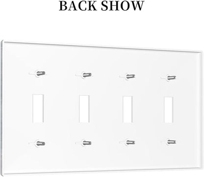 Decorative Light Switch Cover Plate Rustic Blue White Daisy Ink Flower 4 Gang Wall Plates for Electrical Outlets Quad Toggle Switch Plate Covers Outlet Covers Faceplate for Bedroom Home Decor