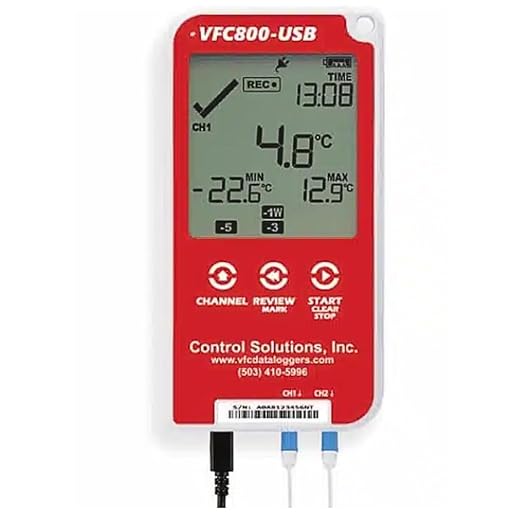 Generic Control Solutions VFC800-USB Temperature Data Logger with 10 Ft Single Smart Probe