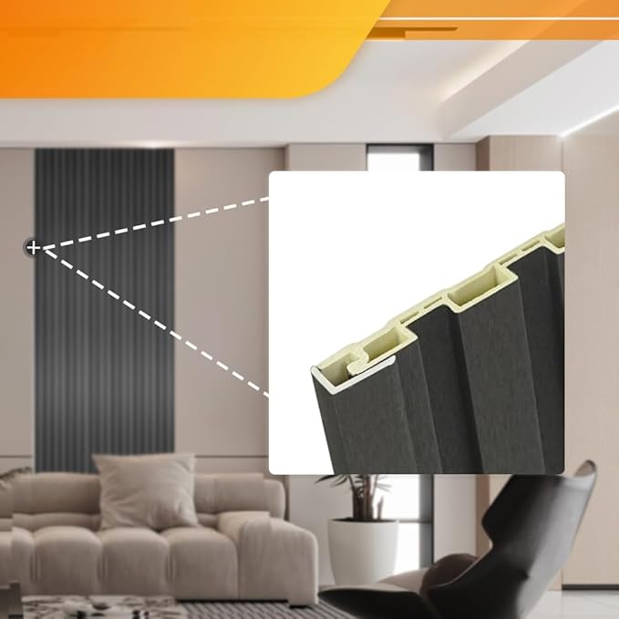 OUZUGIE 8-Pack 57 Inches, WPC Slat Wall Panel Trim,Corner Guard for Low Grille (Metallic Dark Gray)