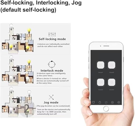 Tuya 4 Channel Updated USB 5V/DC/AC 7-32V, Momentary Inching Self-Locking Relay Module,Tuya App Remote Control,WiFi RF Bluetooth Switch Module,Dry Contact,Compatible with Alexa Goolge Home