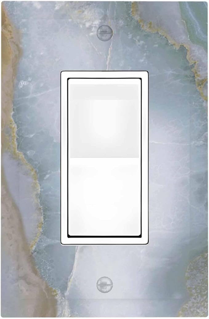 Decorative Outlet Covers Colored Art Marble Golden Line 1 Gang Single Rocker Light Switch Cover Plate Wall Plates Gfci Faceplate For Bathroom Kitchen Decor