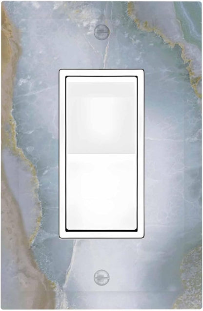 Decorative Outlet Covers Colored Art Marble Golden Line 1 Gang Single Rocker Light Switch Cover Plate Wall Plates Gfci Faceplate For Bathroom Kitchen Decor