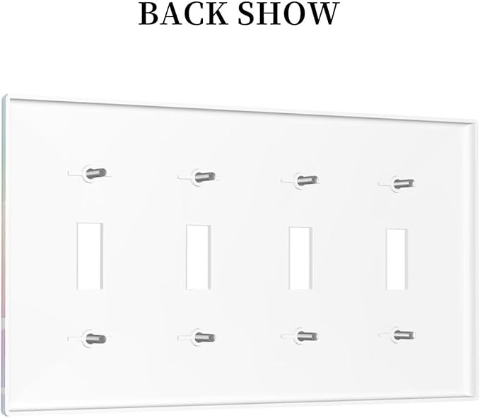 Decorative Light Switch Cover Plate Pink Blue Purple Iridescent Rainbow 4 Gang Wall Plates for Electrical Outlets Quad Toggle Switch Plate Covers Outlet Covers Faceplate for Bedroom Decor