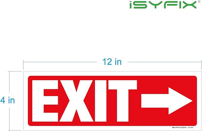 iSYFIX Exit Signs Stickers 6 Pack 12x4 Inch - Laminated Premium Vinyl Directional Right Arrow Signs for Buildings, Office, Workplace, Stores, Schools, Theaters, Parking, Restaurants, Factories