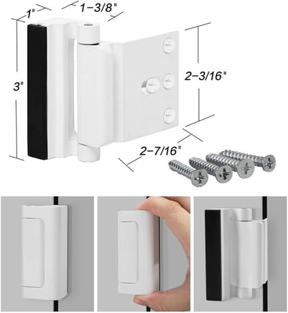 Door Reinforcement Lock with Screws, Add Extra Home Security Door Latch Safety Childproof Door Lock for Inward Swing Door Night Lock Withstand 800 Lbs (2 Pack)