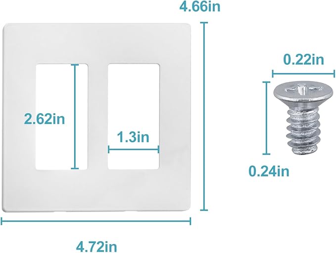 2-Gang Decora Screwless Wall Plate 80309-SW,Child Safe Outlet Cover 80309-SW,Screw Smooth Face Switch Plates Screwless Wall Plate 2-Gang Receptacle Outlet Cover 2 Pack