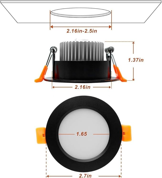 YGS-Tech Smart 2 Inch Recessed Lighting, WiFi LED Downlight 5W 120V, Compatible with Alexa and Google Home, Dimmable RGB & CCT 2700-6500K, Black Trim, Ceiling Light with LED Driver (1 Pack)