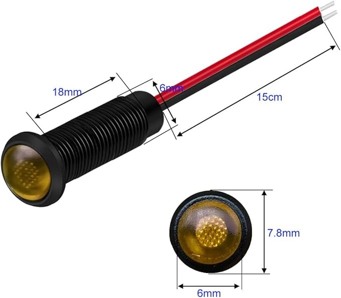 10pcs LED Plastic Indicator Pilot Light 110VAC Mounting Hole Size 6mm(Orange)