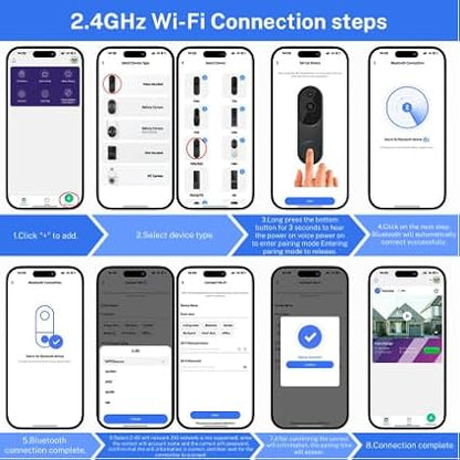 1080P Wireless Video Doorbell Camera, Night Vision, Cloud Storage (Sold Separately), 2.4GHz Wi-Fi Only, Smart AI Human Detection, Real-Time Alert, 2-Way Audio, Battery Powered