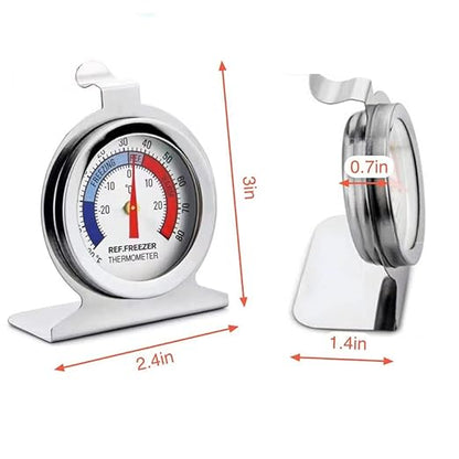 TENBOR 6 Pack Refrigerator Freezer Thermometer, Large Dial Analog, Stainless Steel, Waterproof, -20 to 80/-30 to 30