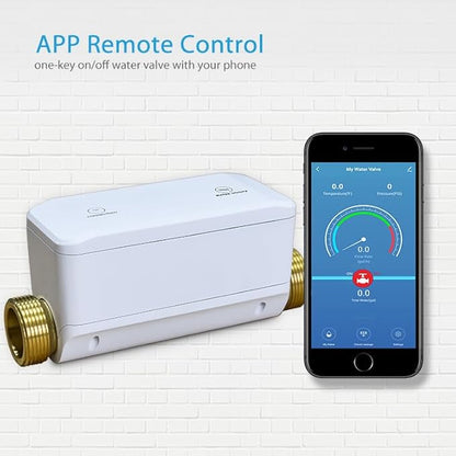 Haozee WiFi Smart Water Valve with Automatic Shut-Off, Ultrasonic Flow Rate Detect, Water Temperature/Water Pressure/Water Flow Rate Detect, APP Remote Control for DN20 (3/4 inch) Pipes