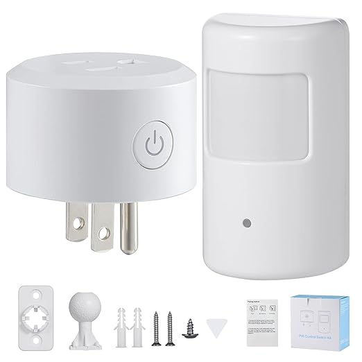 SEHOMY 4 Pack Motion Sensor Switch for Bathroom with Plug, PIR Infrared Indoor Motion Activated Detecor Switch Bedroom No Pair Required, Works with lamp exhaus, Motion Detection Sensor Switch lamp