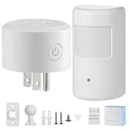 SEHOMY Motion Sensor Switch with Outlet for Bathroom Kitchen, Control Bedroom lamp, exhaus, Range Hood, PIR Infrared Indoor Motion Activated Sensor Plug for air Conditioner, No Pair Required