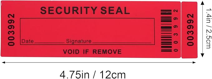 Security Warranty Void Stickers 100% Total Transfer Tamper Evident Proof Labels Triple Serial Numbers Seal Sticker Large 35x120 mm(50PCS,red)