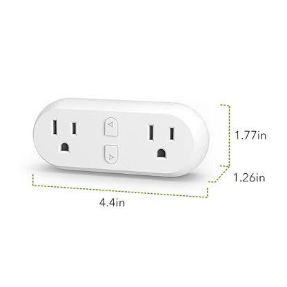 HBN Smart Plug 15A, WiFi&Bluetooth Outlet Extender Dual Socket Plugs Works with Alexa, Google Home Assistant, Remote Control with Timer Function, No Hub Required, ETL Certified, 2.4G WiFi Only