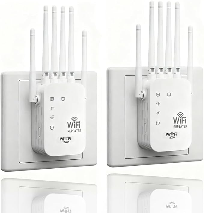1200M WiFi Extender 6-Antenna Strong Signal, Directional WiFi Antenna Signal Booster and Amplifier, Wireless Repeater Extender with Ethernet Port for PC, Outdoor Coverage, Enhanced Network Range(2pcs)
