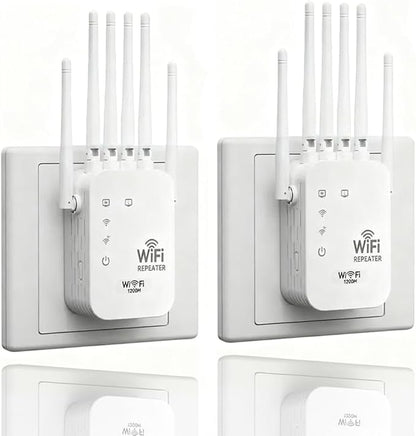 1200M WiFi Extender 6-Antenna Strong Signal, Directional WiFi Antenna Signal Booster and Amplifier, Wireless Repeater Extender with Ethernet Port for PC, Outdoor Coverage, Enhanced Network Range(2pcs)