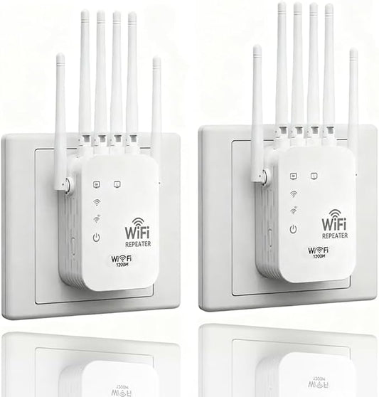 1200M WiFi Extender 6-Antenna Strong Signal, Directional WiFi Antenna Signal Booster and Amplifier, Wireless Repeater Extender with Ethernet Port for PC, Outdoor Coverage, Enhanced Network Range(2pcs)