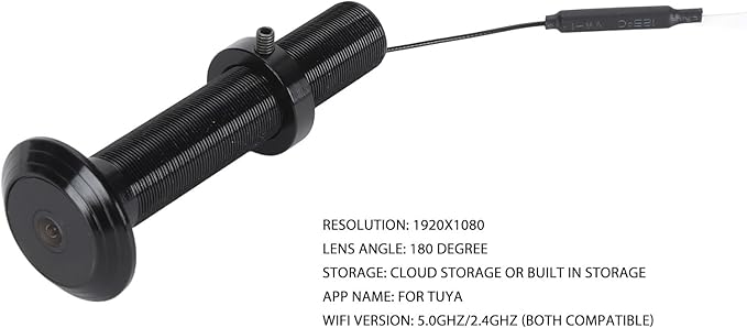 VBESTLIFE Door Viewer Peephole Camera, 220° Wide Angle Lens, Control for Tuya App, Night Vision, for Between 15mm to 30mm in Width Peephole (128GB), VBESTLIFE0ms2gkwh56-13