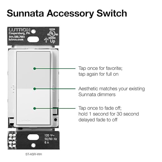 Lutron Sunnata On/Off Accessory Switch, only for use with Sunnata LED+ Dimmers, ST-AS-IV, Ivory