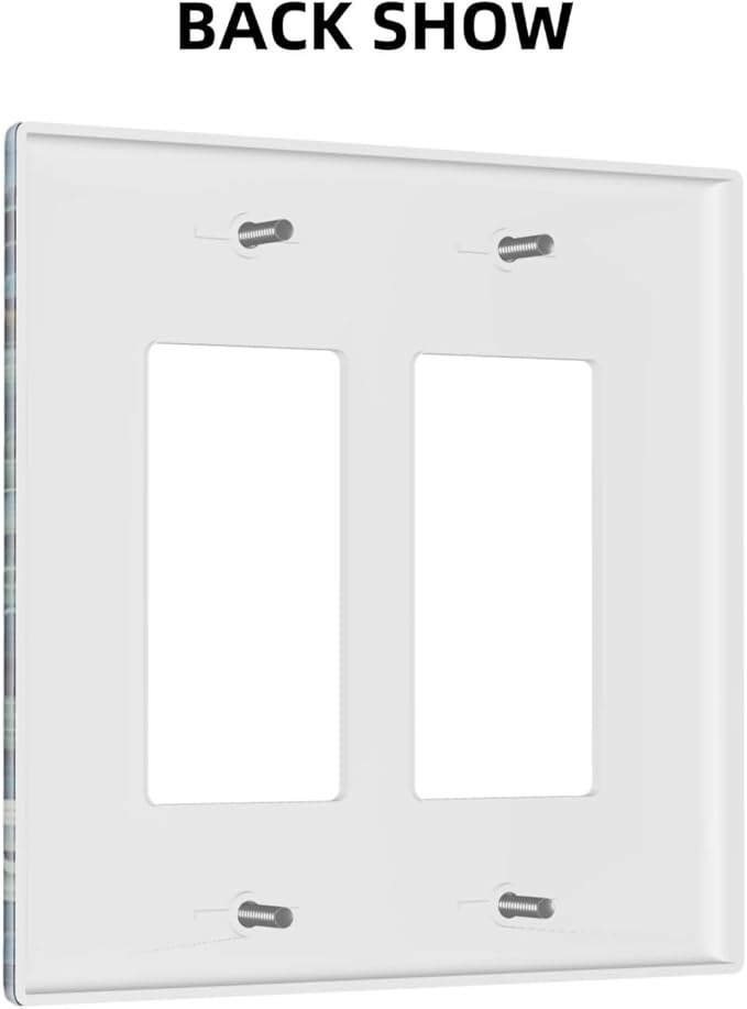 White Flowers Green Leaves Dual Outlet Covers Wall Plate 2 Gang Rocker Decora Decorative Switchplate Electrical Faceplate GFCI Light Switch Covers for Farmhouse Living Decor